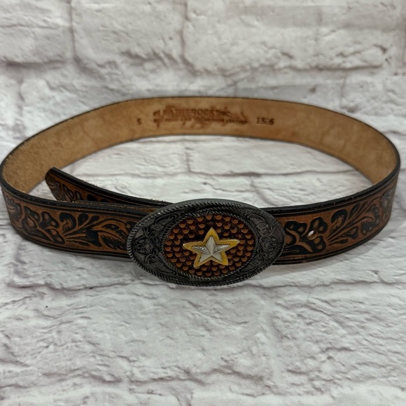 Leatherock Inc made in USA womens western belt star belt buckle cowgirl small - Picture 1 of 11
